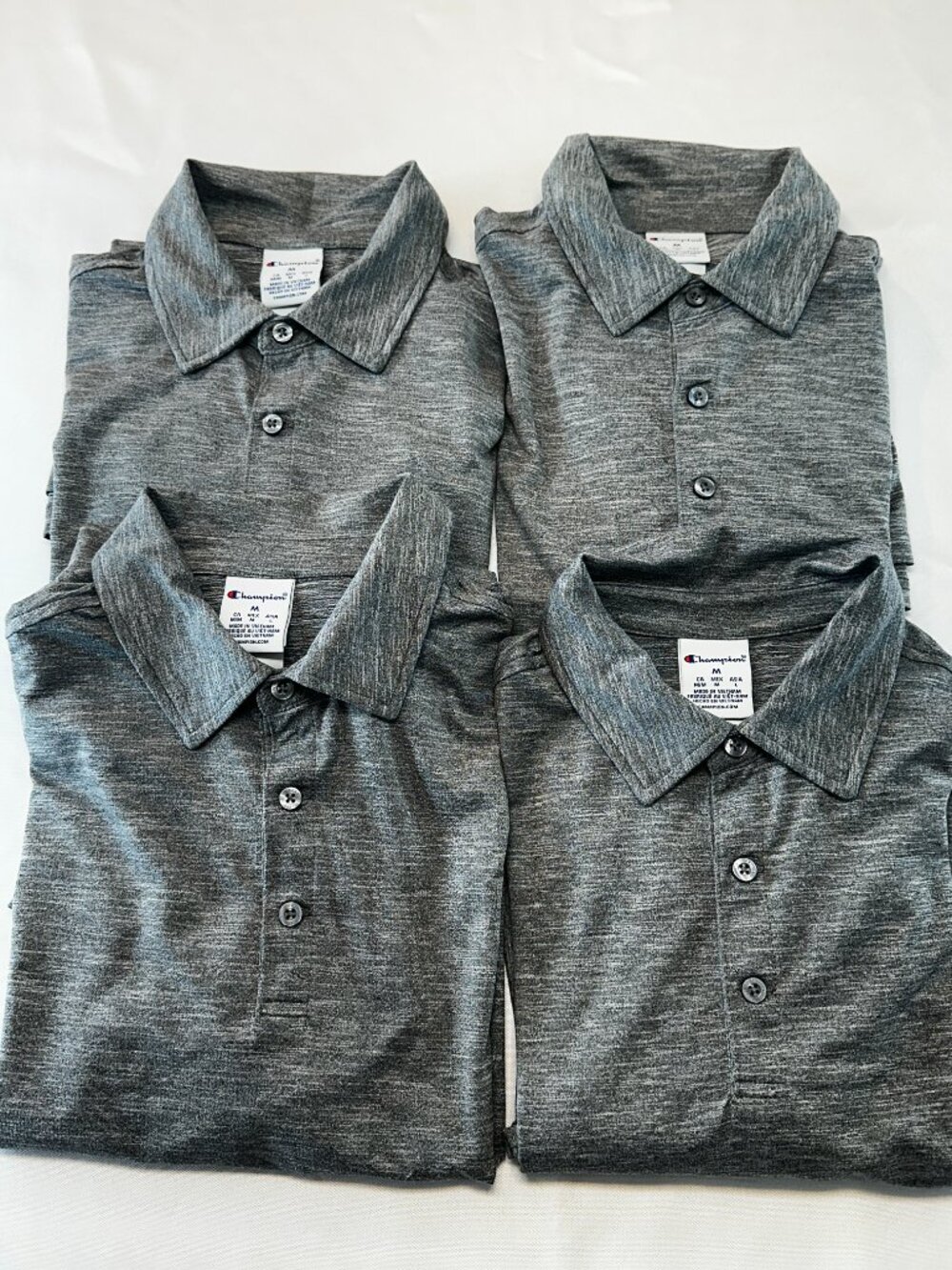 Champion Men’s Polo Shirt Lot Bundle (4) Gray Size M Performance Golf Casual